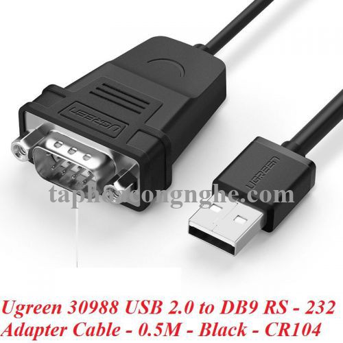 Ugreen 30988 0.5M màu đen USB 2.0 ra 9 chân DB9 RS 232 cổng đực CR104 30030988
